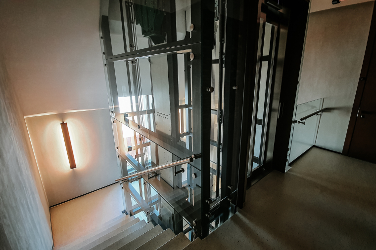 Elevator shaft glazing works