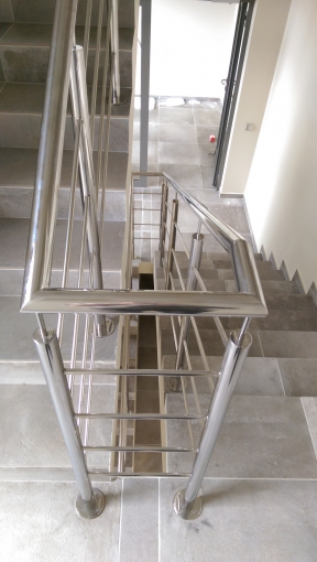 The metal railing of a stairway in Aizpute